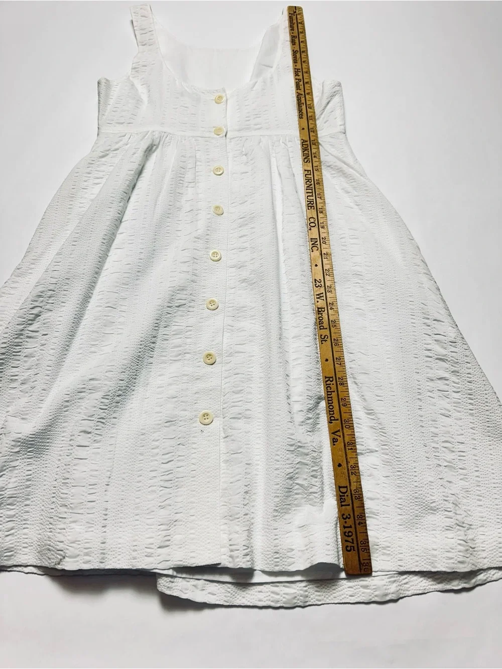 J. Crew White Textured Cotton Button Front Sundress Cottagecore Size 4 - Picture 5 of 11